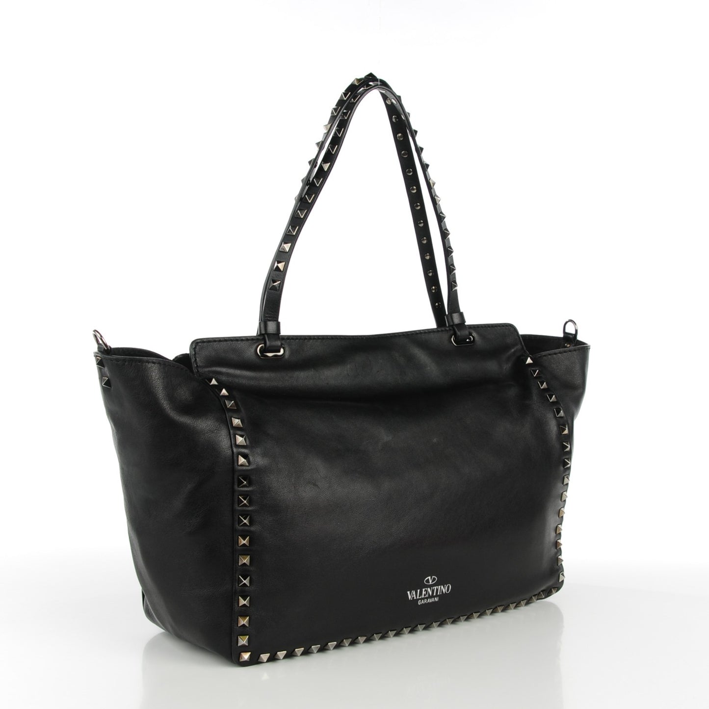 Vitello Crystal Medium Rockstud Tote Black