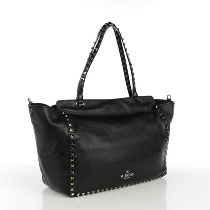 Valentino Garavani Vitello Crystal Medium Rockstud Tote Black 3 of 7