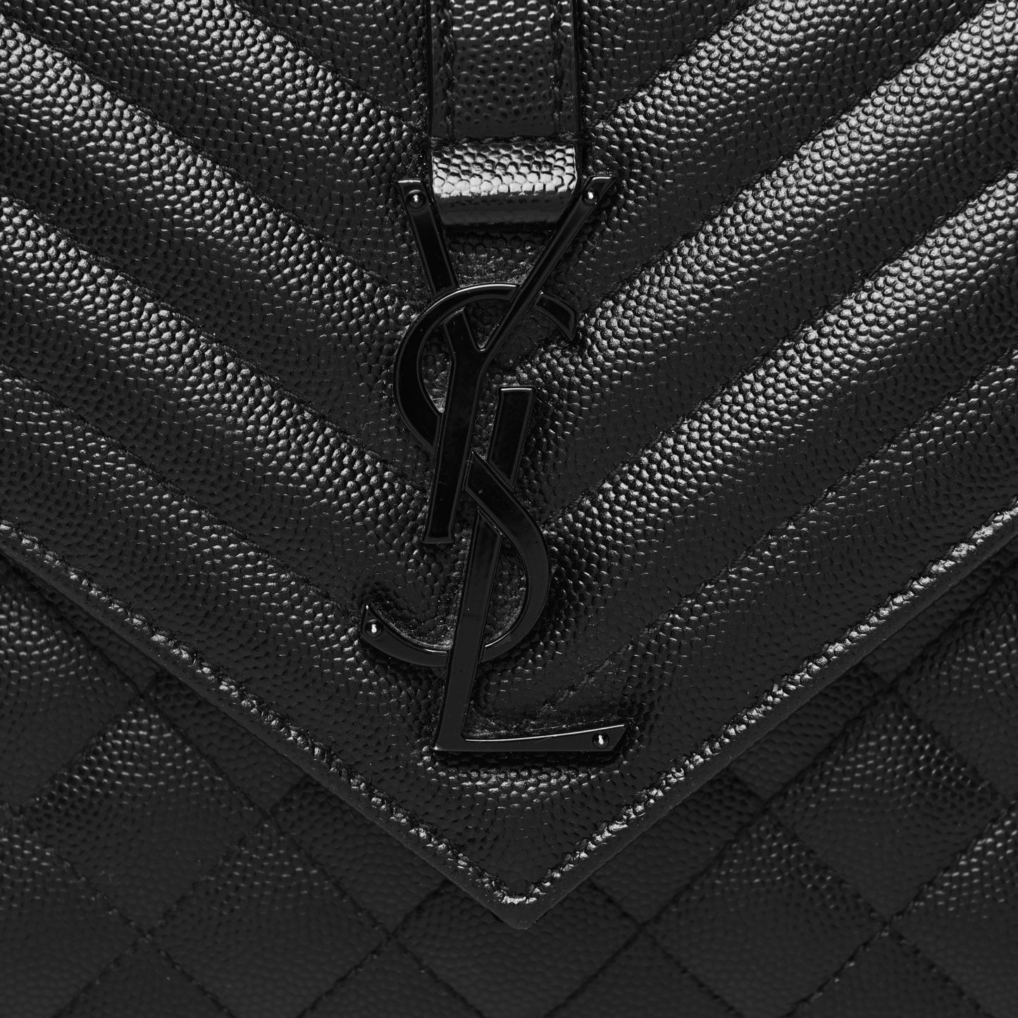 Grain De Poudre Textured Mixed Matelasse Triquilt Medium Monogram Monochrome Satchel Black