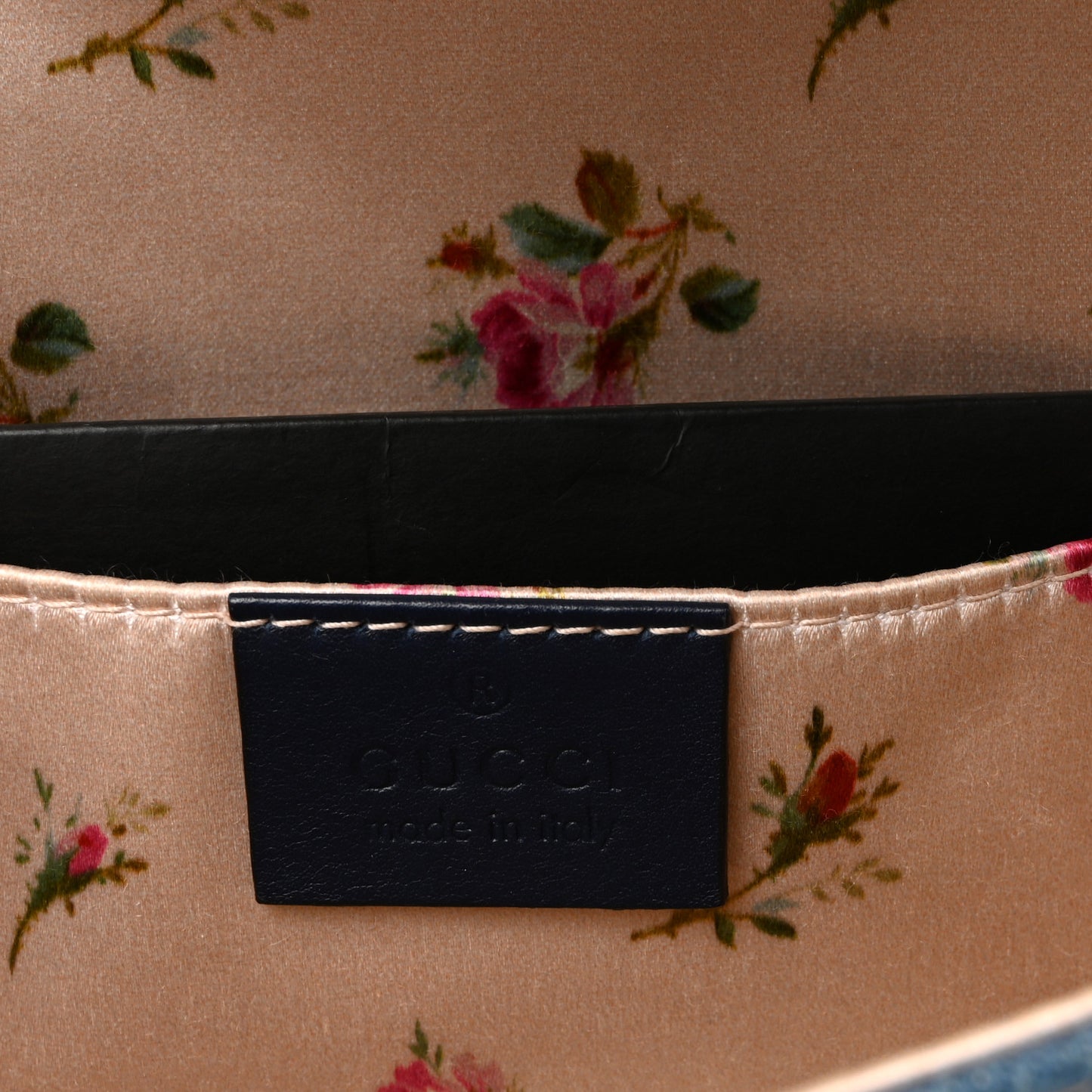 Denim Matelasse Mini Pearly GG Marmont Shoulder Bag Blue