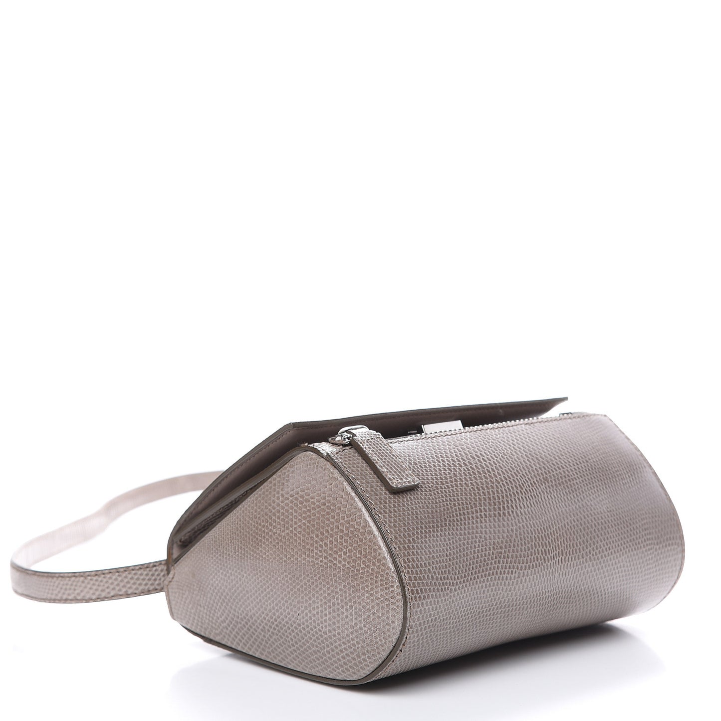 Calfskin Lizard Embossed Mini Pandora Box Crossbody Bag Mastic
