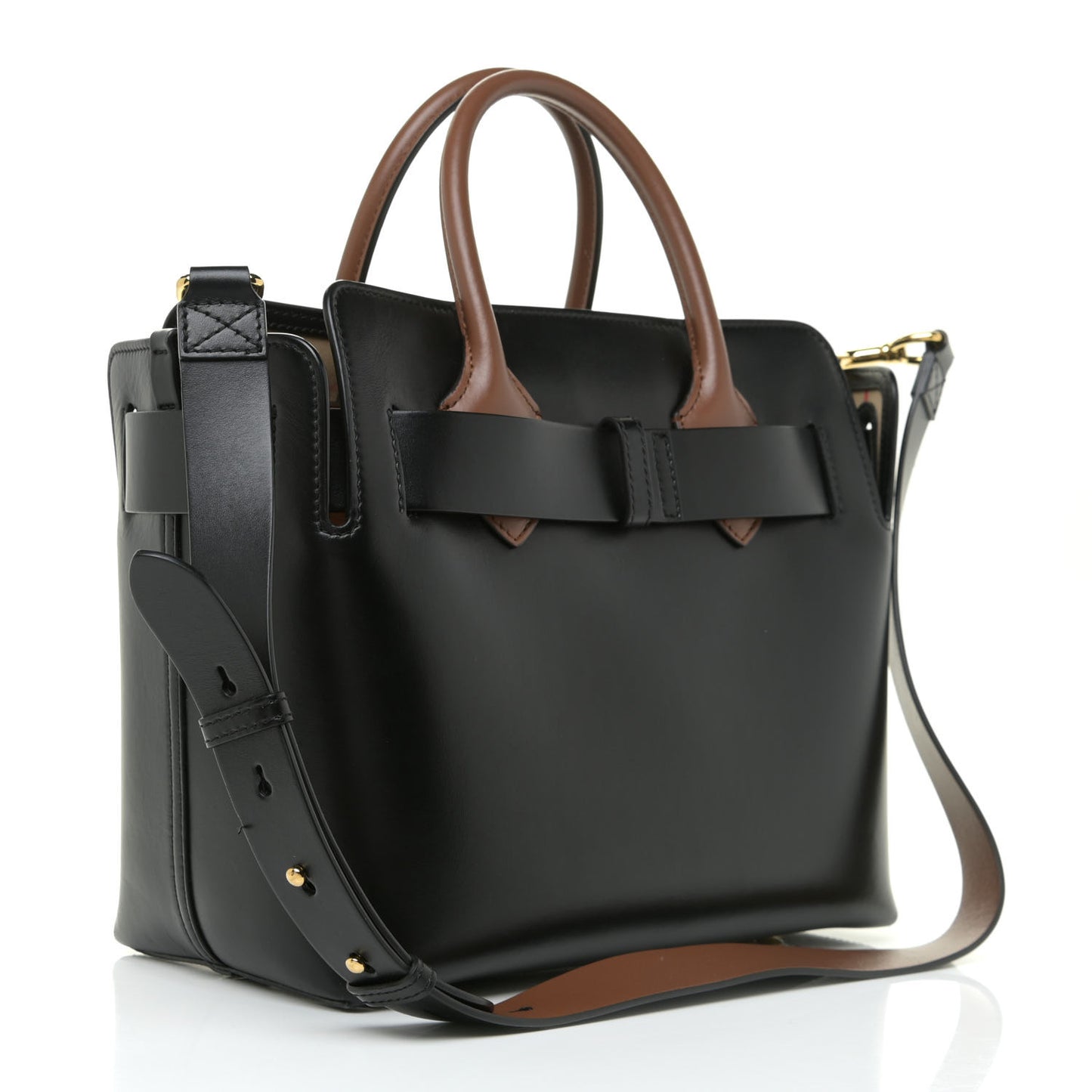 Soft Grain Calfskin Small Belt Bag Black Tan