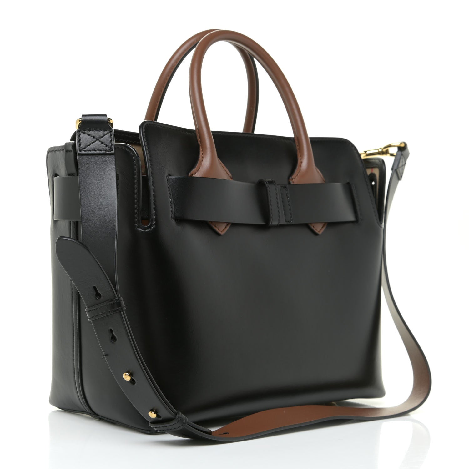 Burberry Soft Grain Calfskin Small Belt Bag Black Tan 2 of 22
