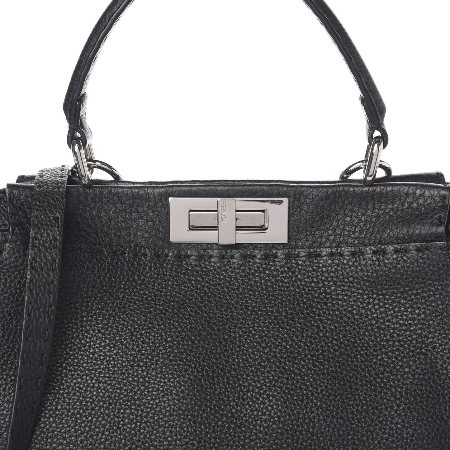 Cuoio Romano Selleria Bi-Color Medium Peekaboo Iconic Satchel Black Mou