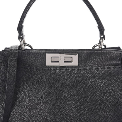 Fendi Cuoio Romano Selleria Bi-Color Medium Peekaboo Iconic Satchel Black Mou 8 of 8