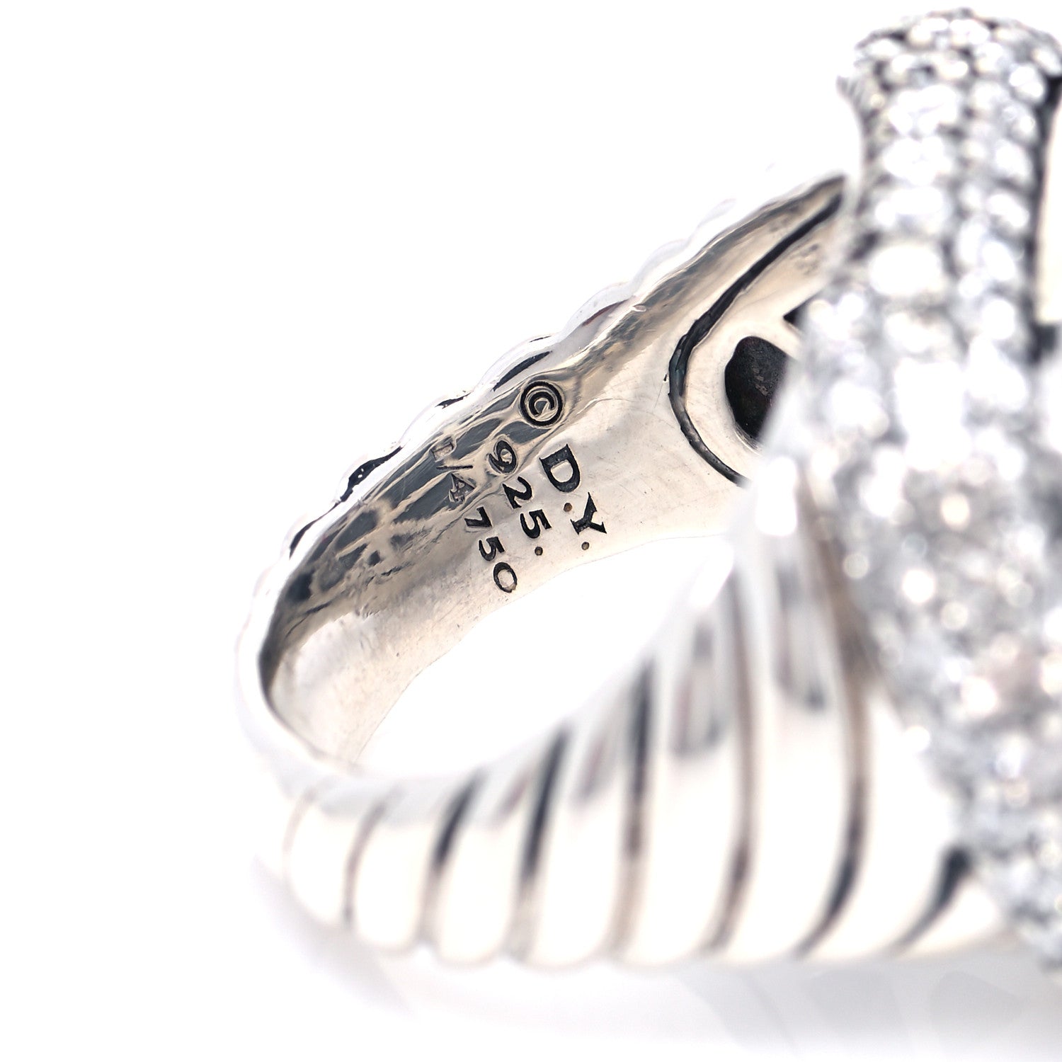 David Yurman Sterling Silver 18K Yellow Gold Diamond Waverly Dome Ring 54 7 4 of 4