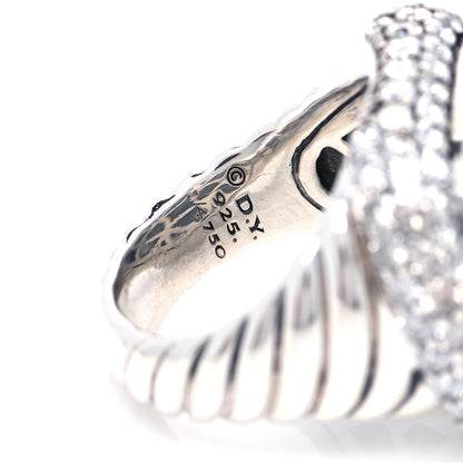 David Yurman Sterling Silver 18K Yellow Gold Diamond Waverly Dome Ring 54 7 4 of 4