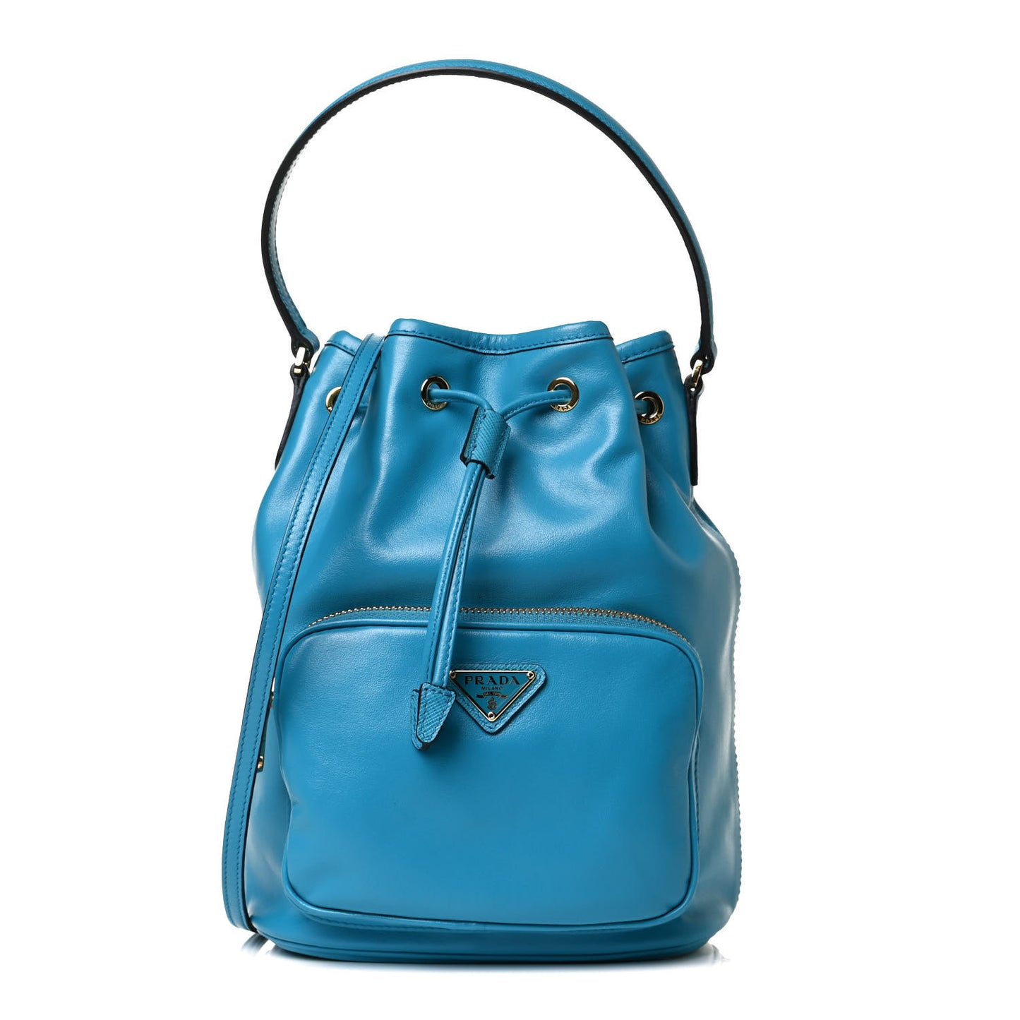 Light Calfskin Saffiano Mini Bucket Crossbody Bag Voyage