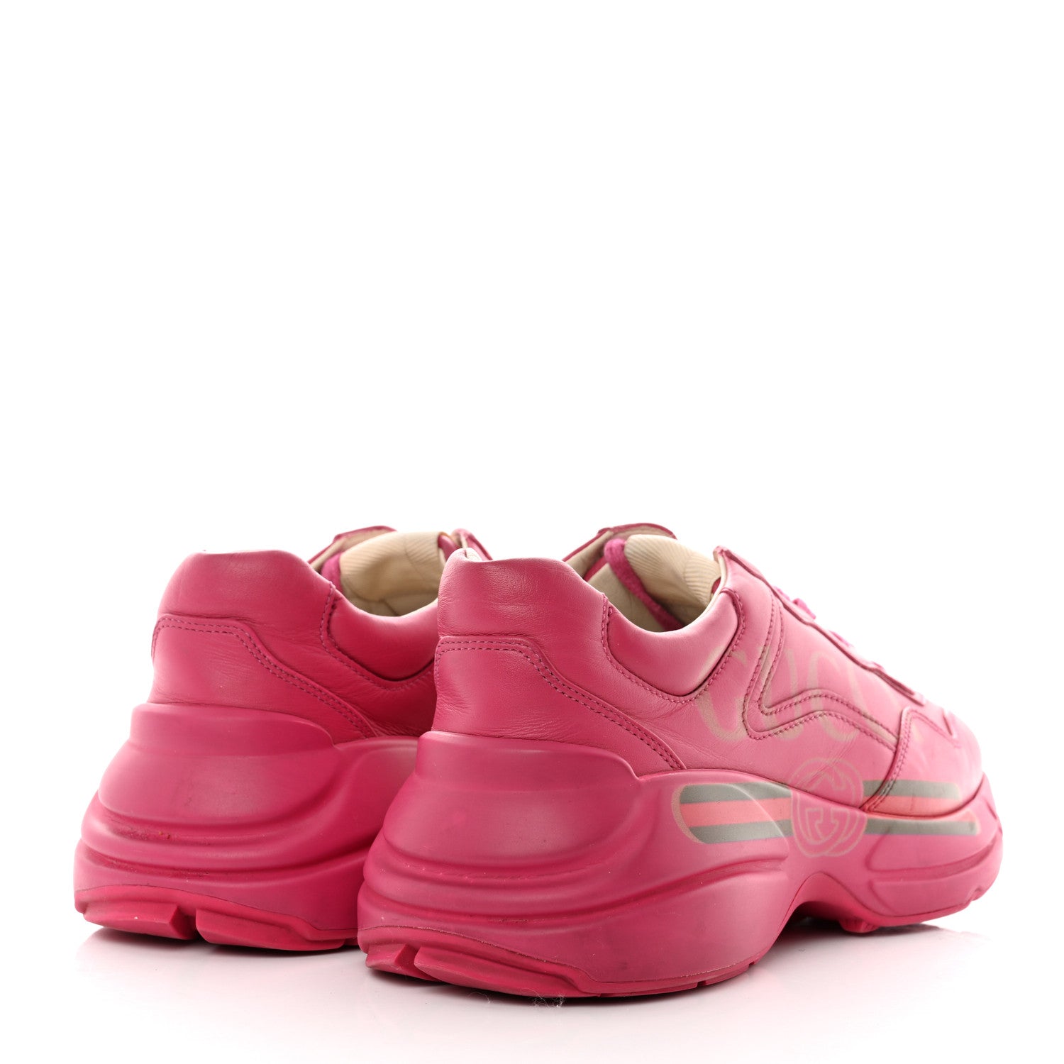 Gucci Calfskin Logo Womens Rhyton Sneakers 38 Box Pink 4 of 10