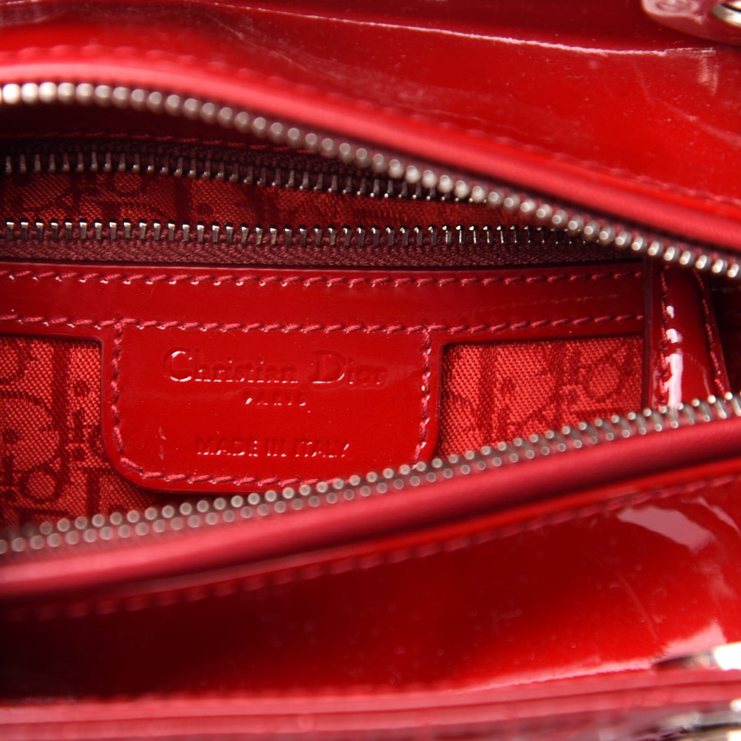Patent Cannage Medium Lady Dior Red