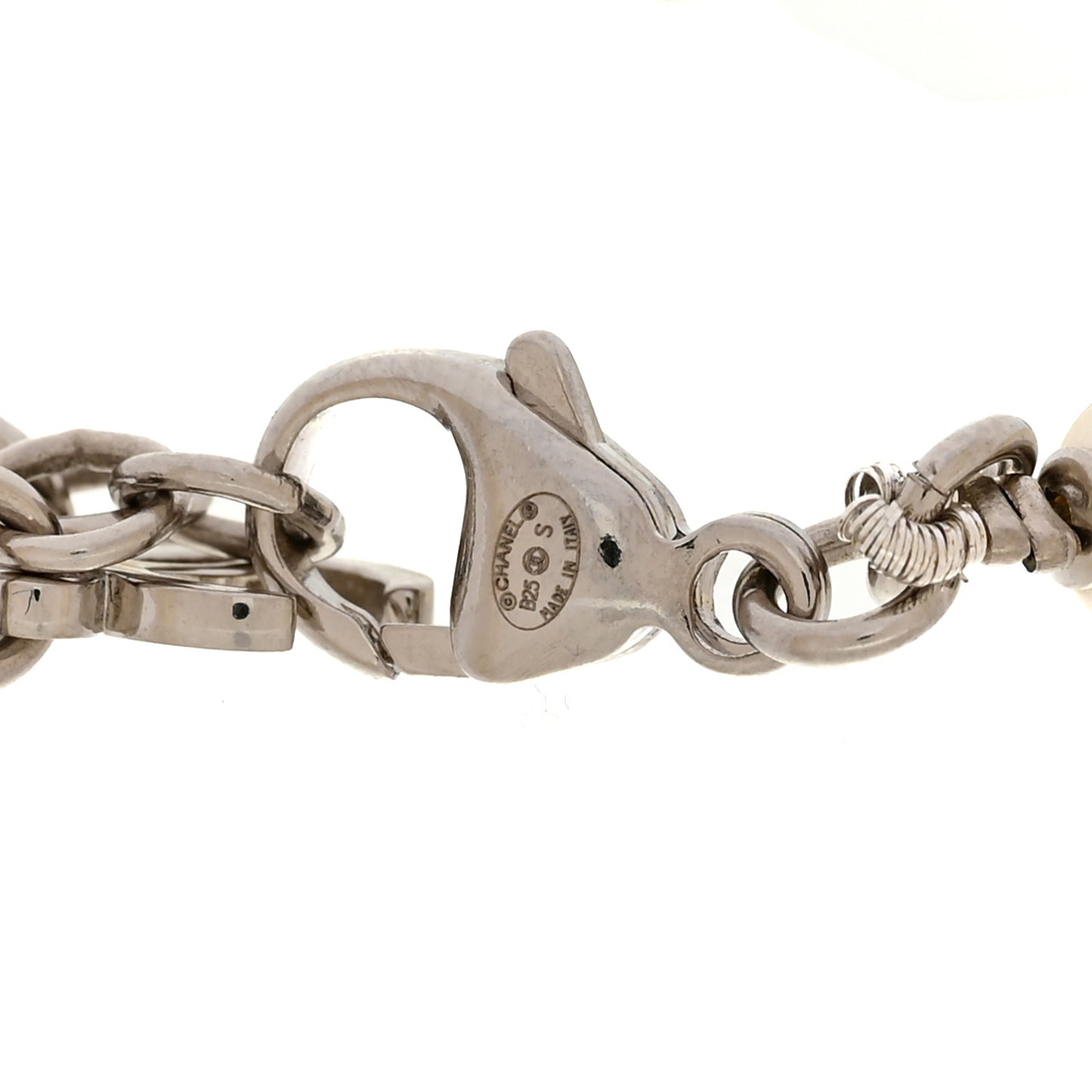 Pearl Crystal CC Bracelet White Silver