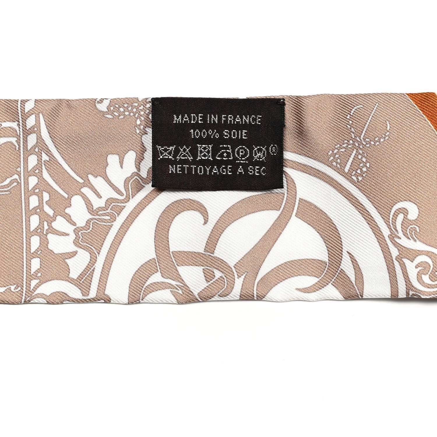 Hermes Silk Ex-Libris Twilly Beige White Caramel 4 of 4