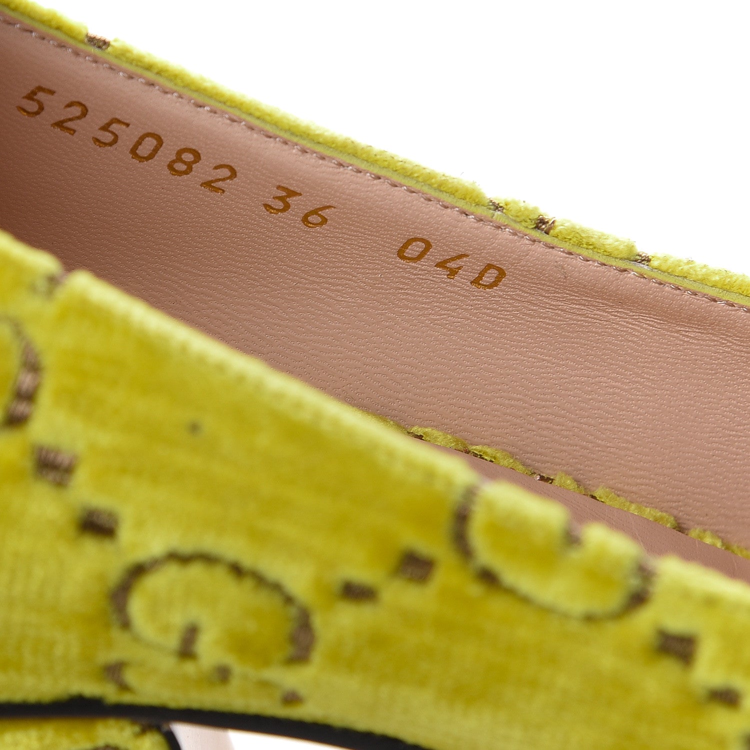 Gucci Velvet GG Monogram Sylvie Web Chain Mid Heel Loafers 36 Sunny Beige 10 of 11