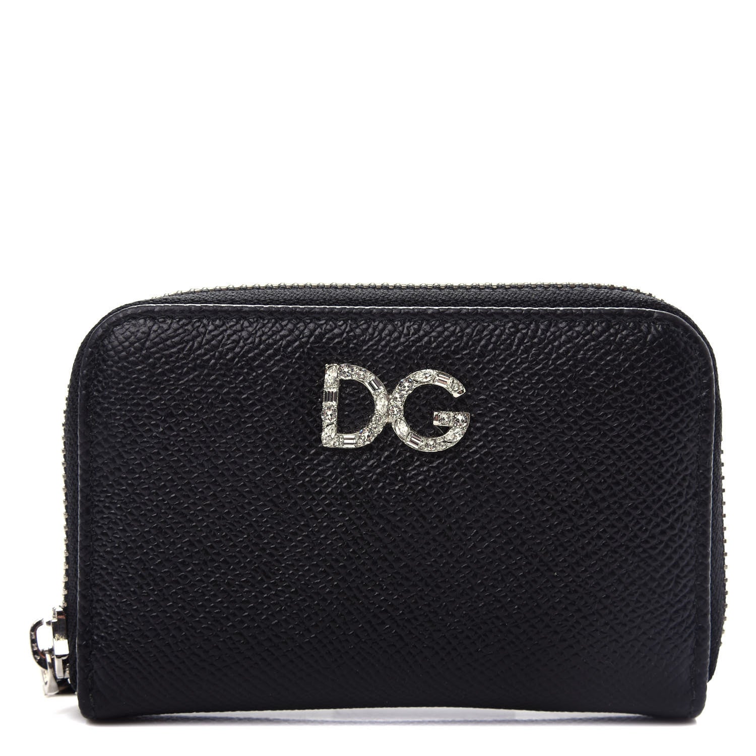 Dolce & Gabbana Dauphine Embellished Logo Zip Around Wallet Black 1 of 7