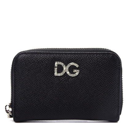 Dolce & Gabbana Dauphine Embellished Logo Zip Around Wallet Black 1 of 7