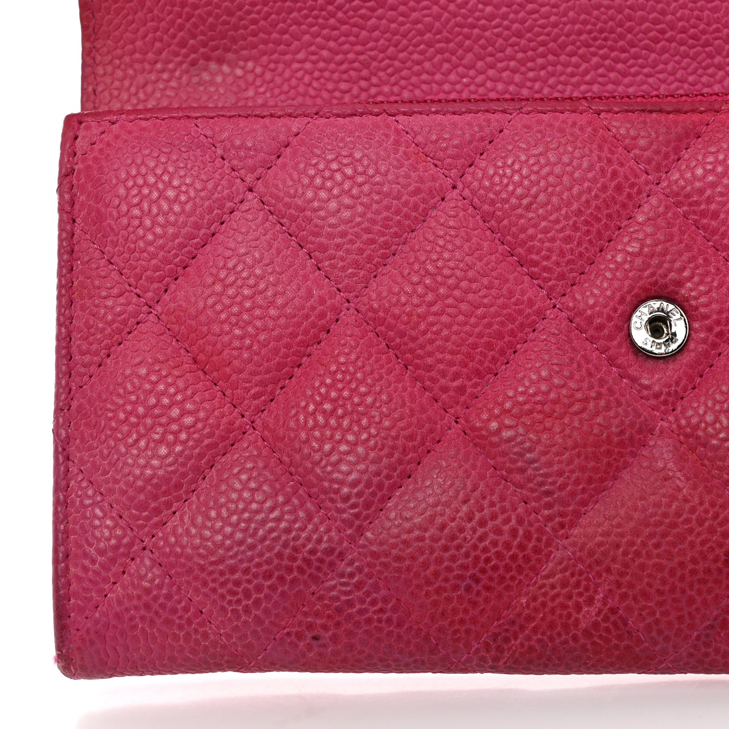 Caviar Quilted Large Gusset Flap Wallet Pink