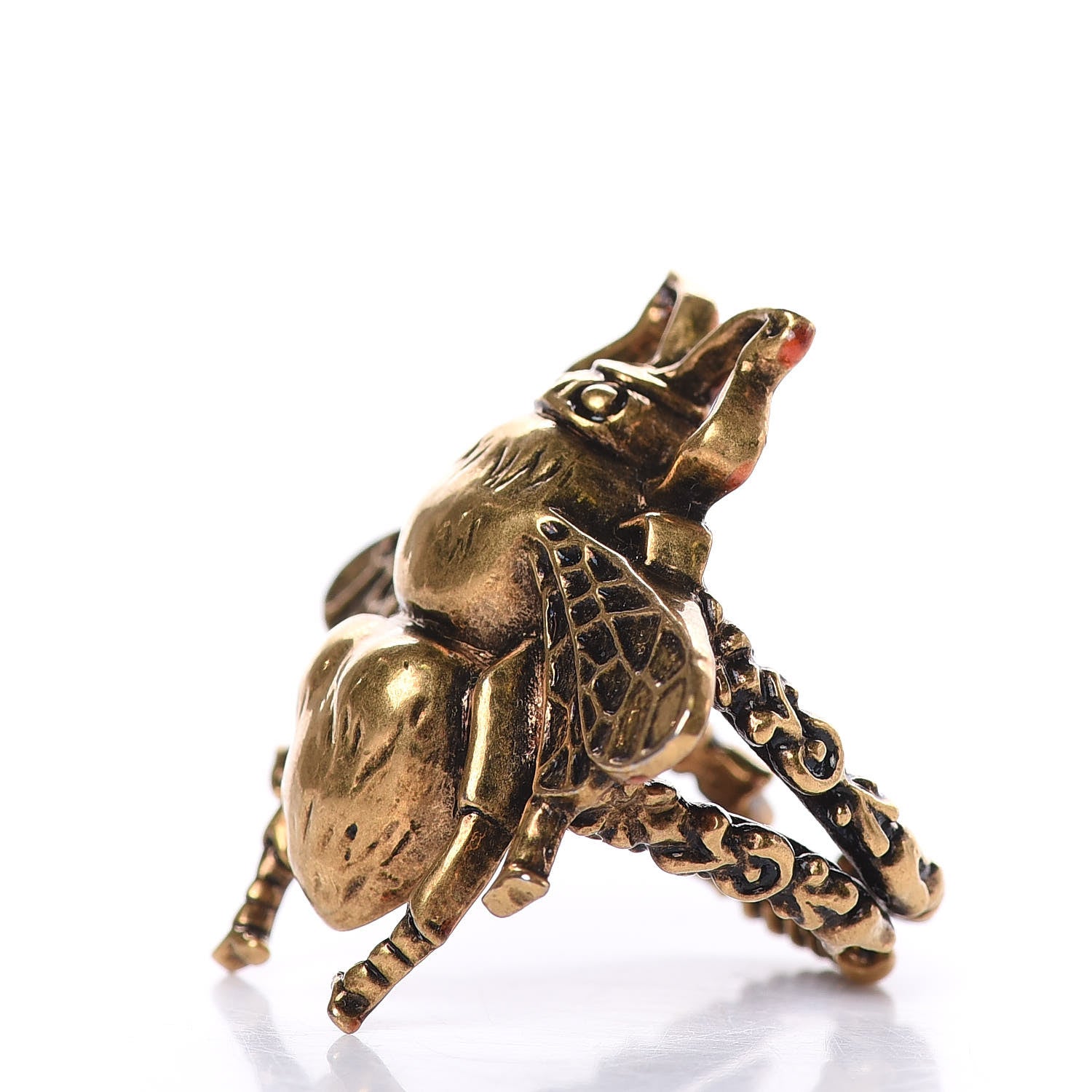 Gucci Metal Enamel Bee Ring 6.5 Aged Gold 4 of 7