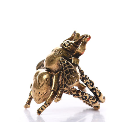 Gucci Metal Enamel Bee Ring 6.5 Aged Gold 4 of 7