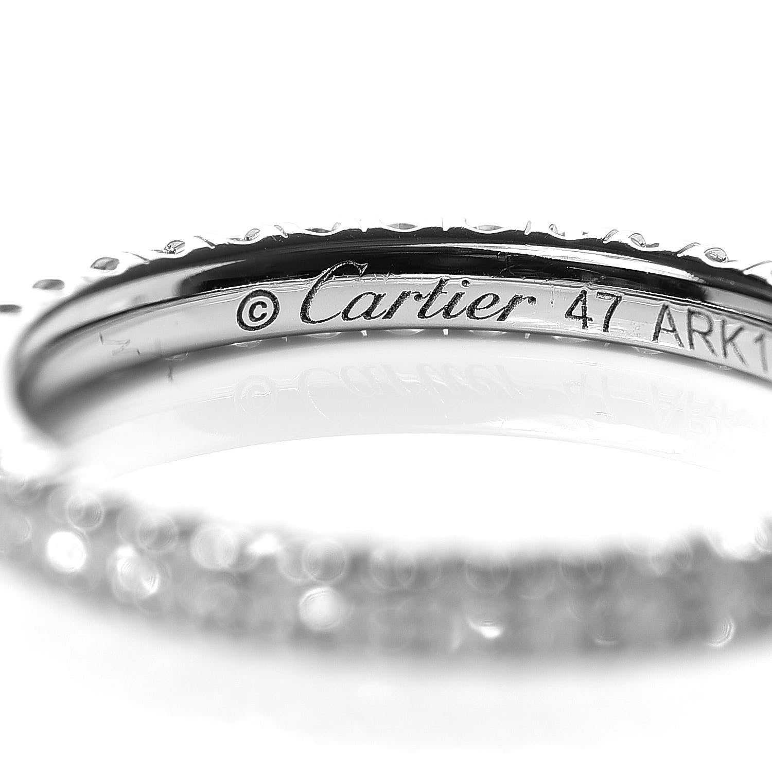 Cartier 18K White Gold Diamond 2mm Etincelle de Wedding Band Ring 47 4 4 of 7