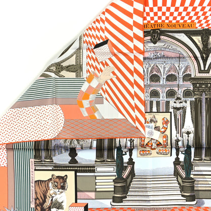 Hermes Silk Grand Theatre Nouveau Scarf 90 Orange Kaki White 3 of 3