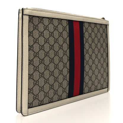 Gucci GG Supreme Monogram Web Ophidia Portfolio Pouch Beige Ebony Mystic White 3 of 10