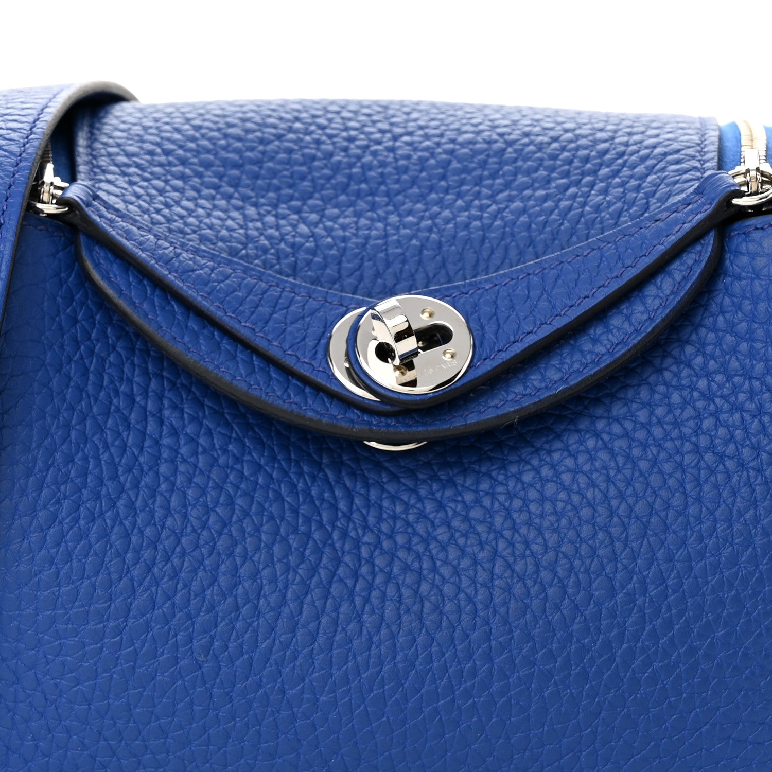 Hermes Taurillon Clemence Mini Lindy 20 Bleu Electrique 7 of 11