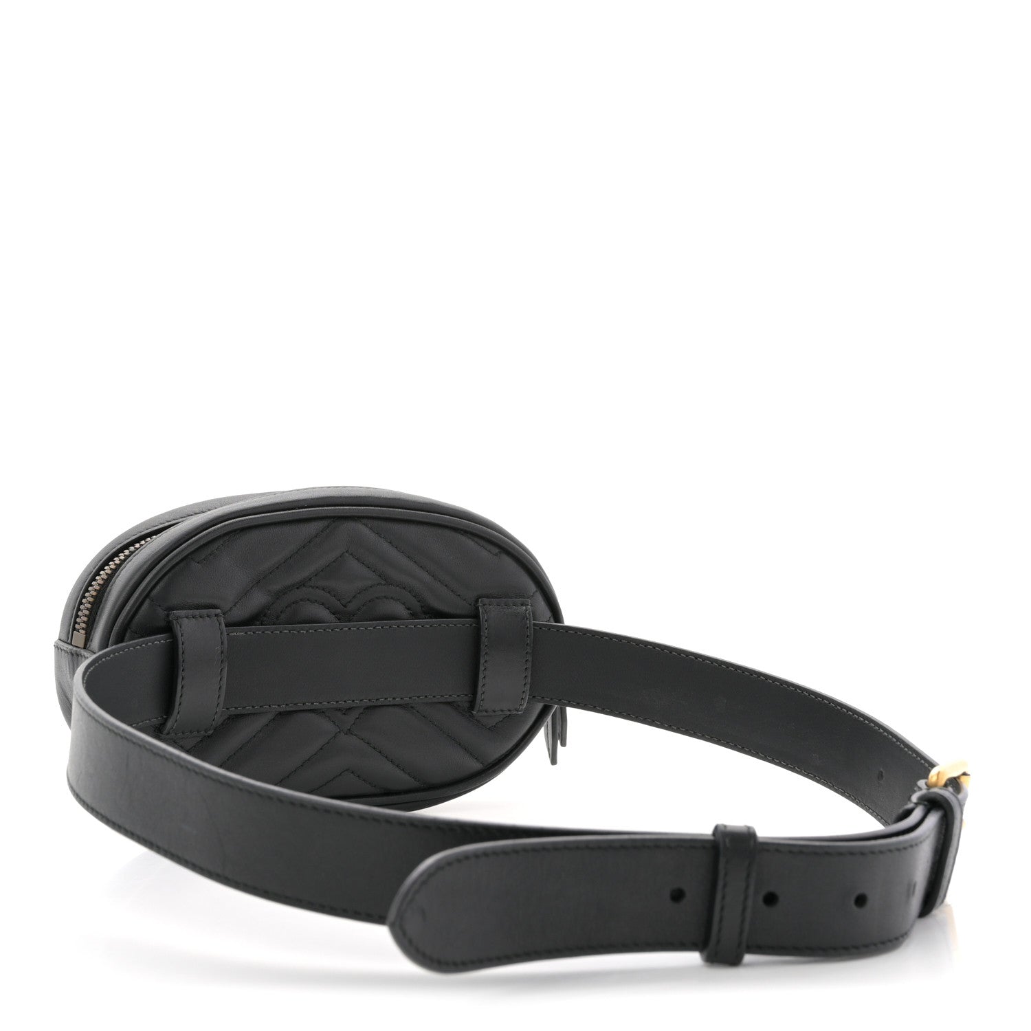 Gucci Calfskin Matelasse GG Marmont Belt Bag 85 34 Black 3 of 13