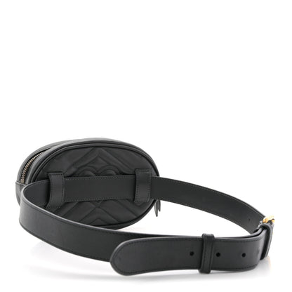 Gucci Calfskin Matelasse GG Marmont Belt Bag 85 34 Black 3 of 13