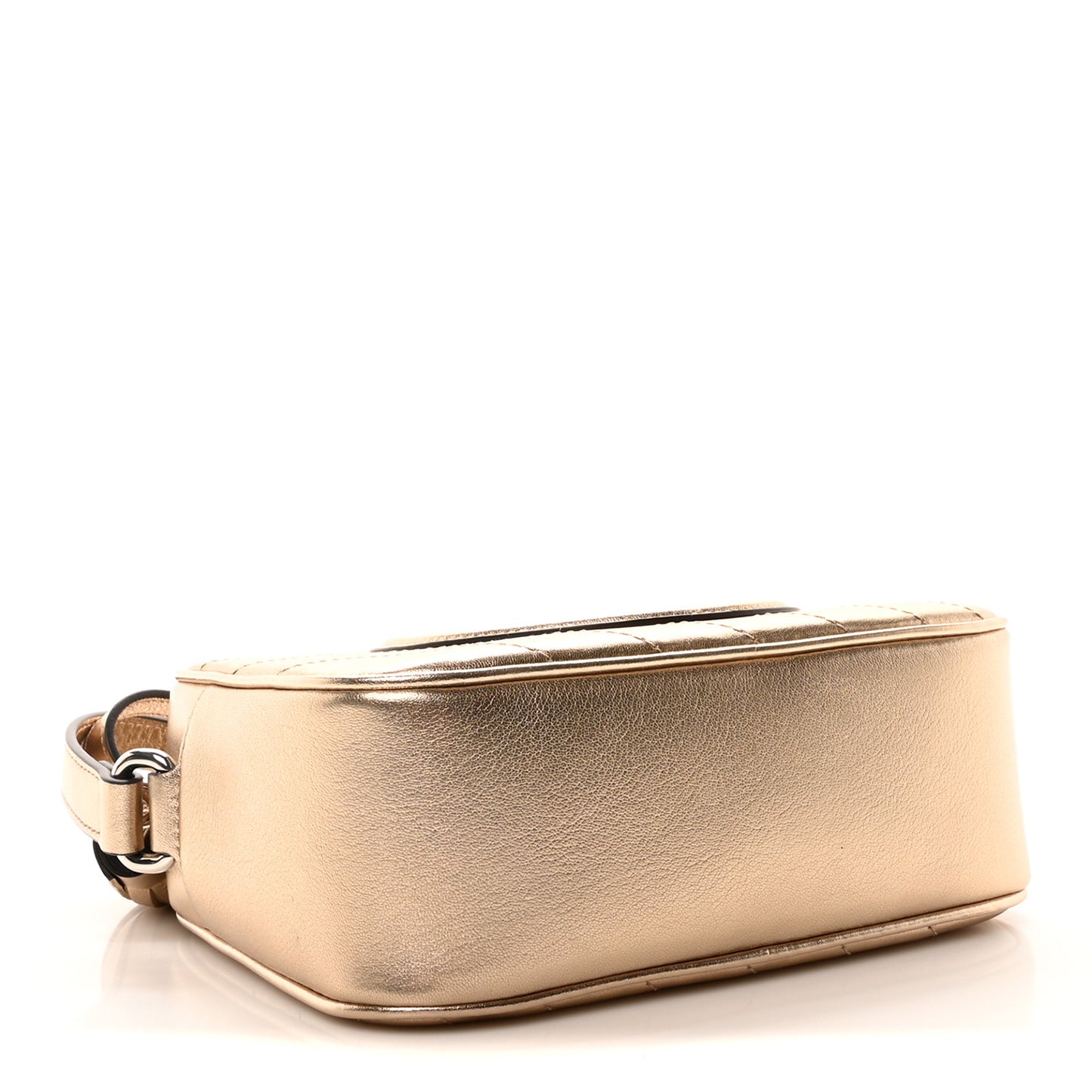 Metallic Sakai Be Green Calfskin Diagonal Stitched Small Blondie Shoulder Bag Golden Beige