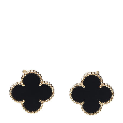 Van Cleef & Arpels 18K Yellow Gold Black Onyx Magic Alhambra Earrings 1 of 6