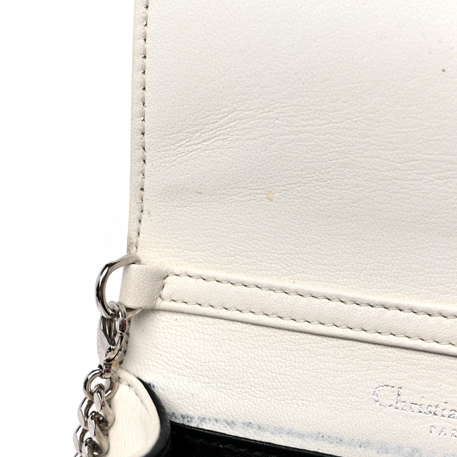 Christian Dior Lambskin Sequin Baby Diorama Flap Bag White 8 of 12