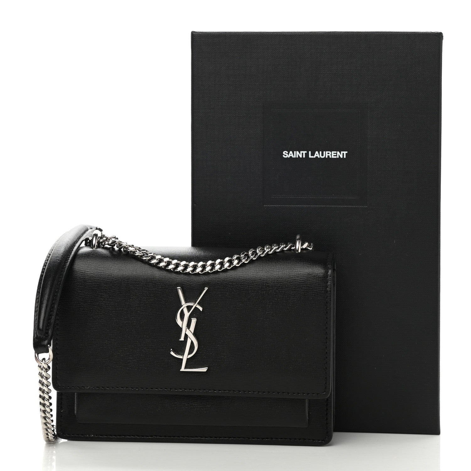 Saint Laurent Calfskin Monogram Sunset Chain Wallet Black 9 of 9