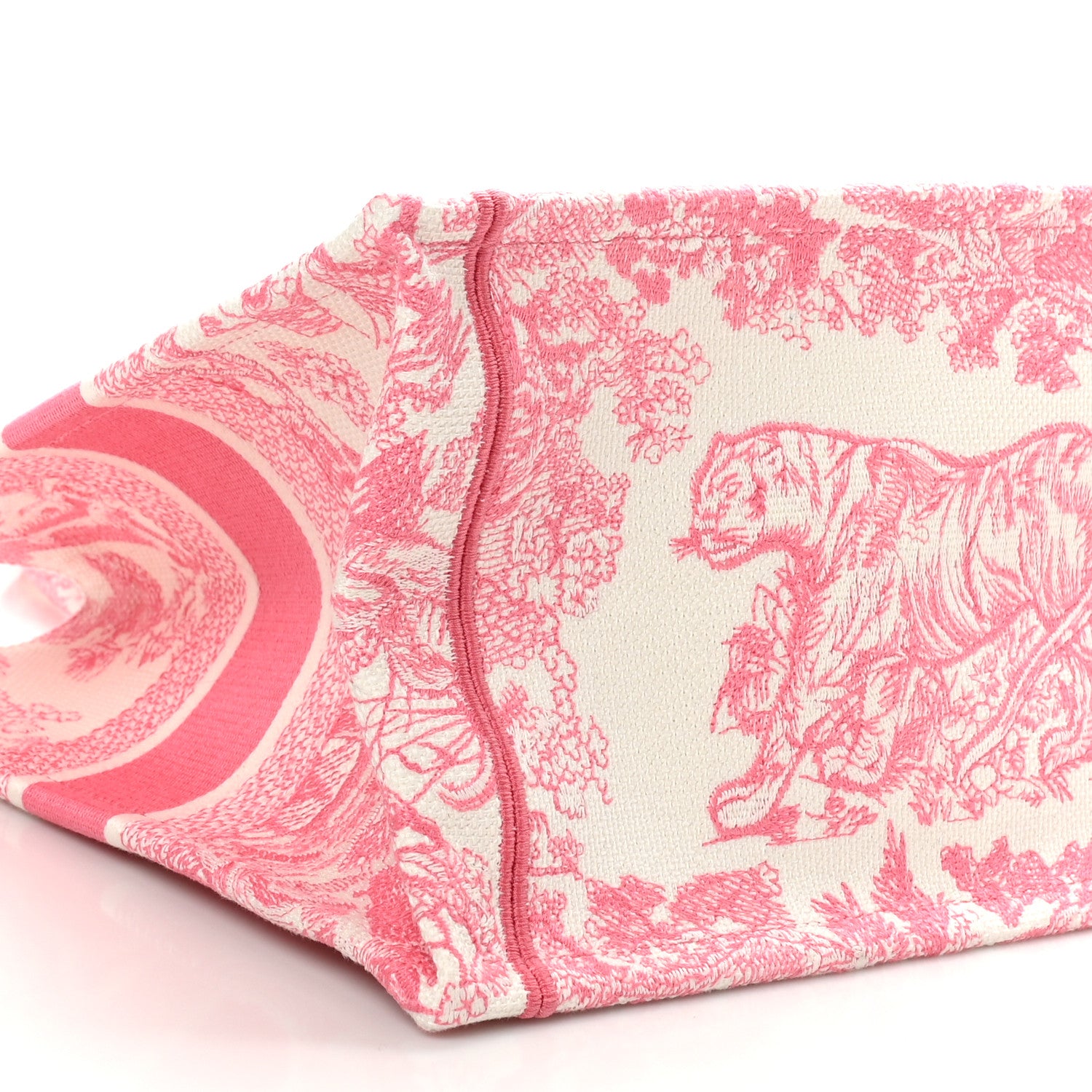 Christian Dior Canvas Embroidered Medium Dioriviera Toile De Jouy Book Tote Peony Pink 9 of 10