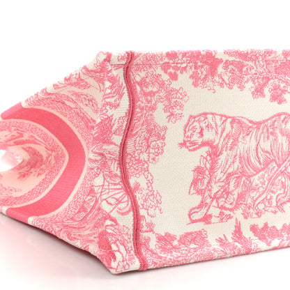 Christian Dior Canvas Embroidered Medium Dioriviera Toile De Jouy Book Tote Peony Pink 9 of 10
