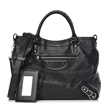 Balenciaga Chevre Silver Metallic Edge Hardware Velo Black 1 of 12