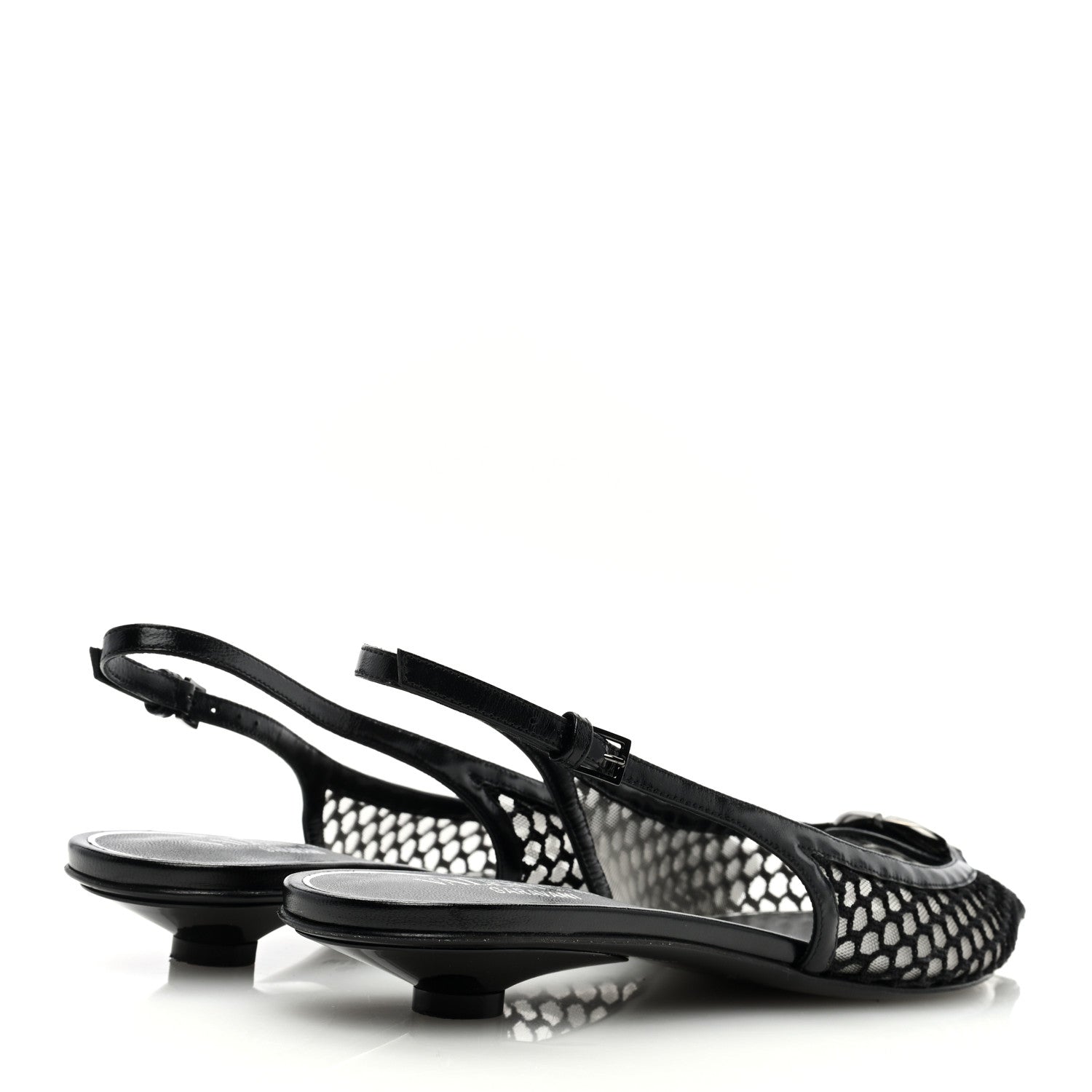 Valentino Garavani Mesh Vlogo Slingback Pumps 39 Black 4 of 6