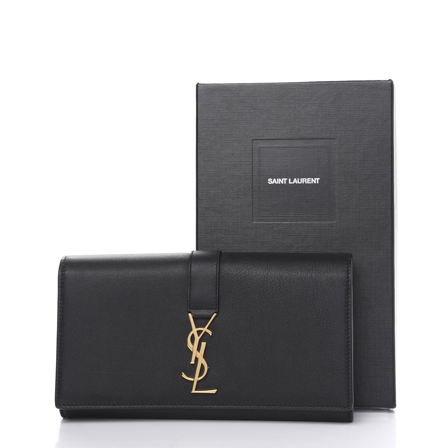 Saint Laurent Calfskin Monogram Large Flap Wallet Black 6 of 6
