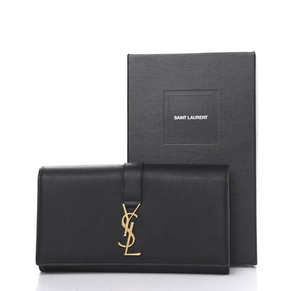 Saint Laurent Calfskin Monogram Large Flap Wallet Black 6 of 6