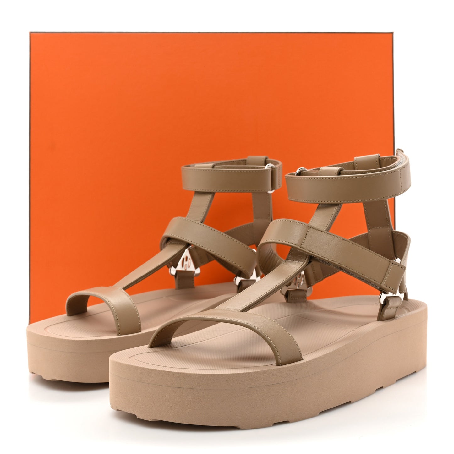 Calfskin Womens Enid Sandals 40 Argile
