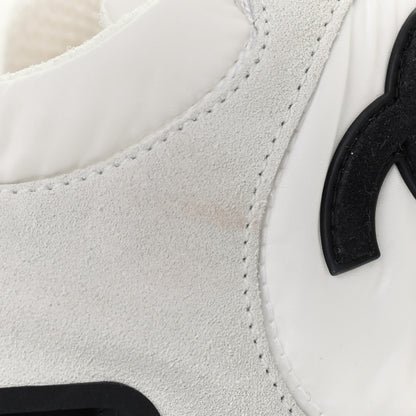 Chanel Nylon Suede Calfskin Womens CC Sneakers 39.5 White Ivory 10 of 10