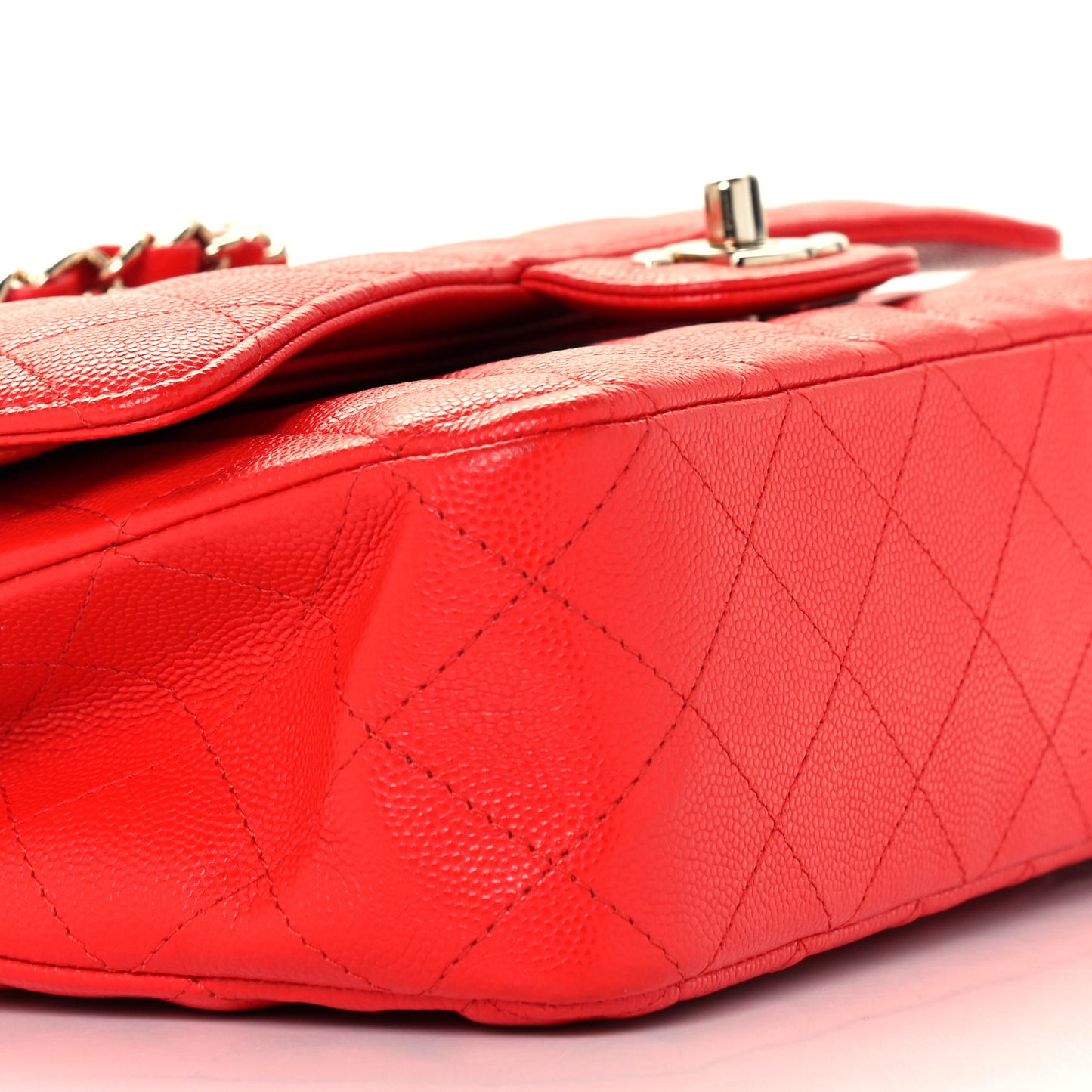 Caviar Quilted Medium Double Flap Red
