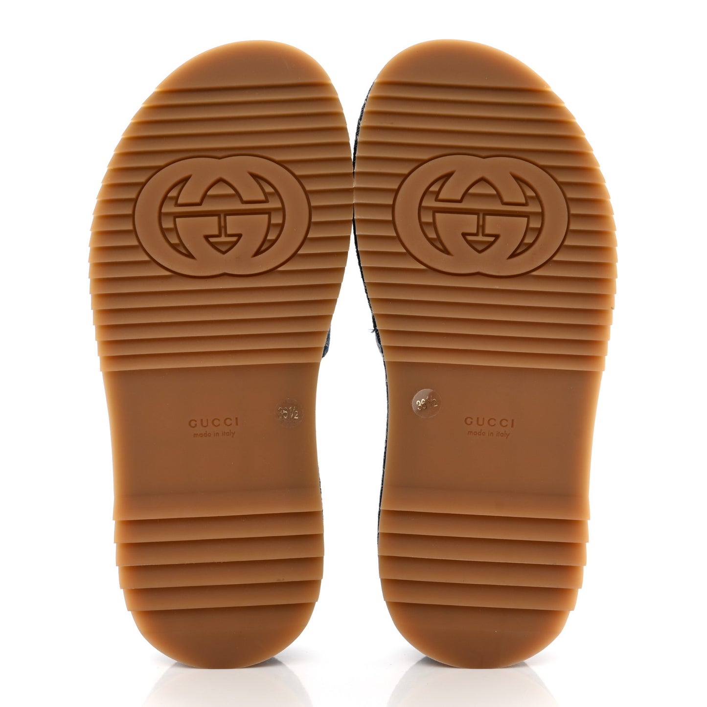 New Denim GG Monogram Angelina Platform 55mm Slide Sandals 36.5 Blue Tea