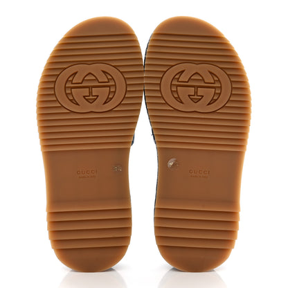 Gucci New Denim GG Monogram Angelina Platform 55mm Slide Sandals 36.5 Blue Tea 5 of 9