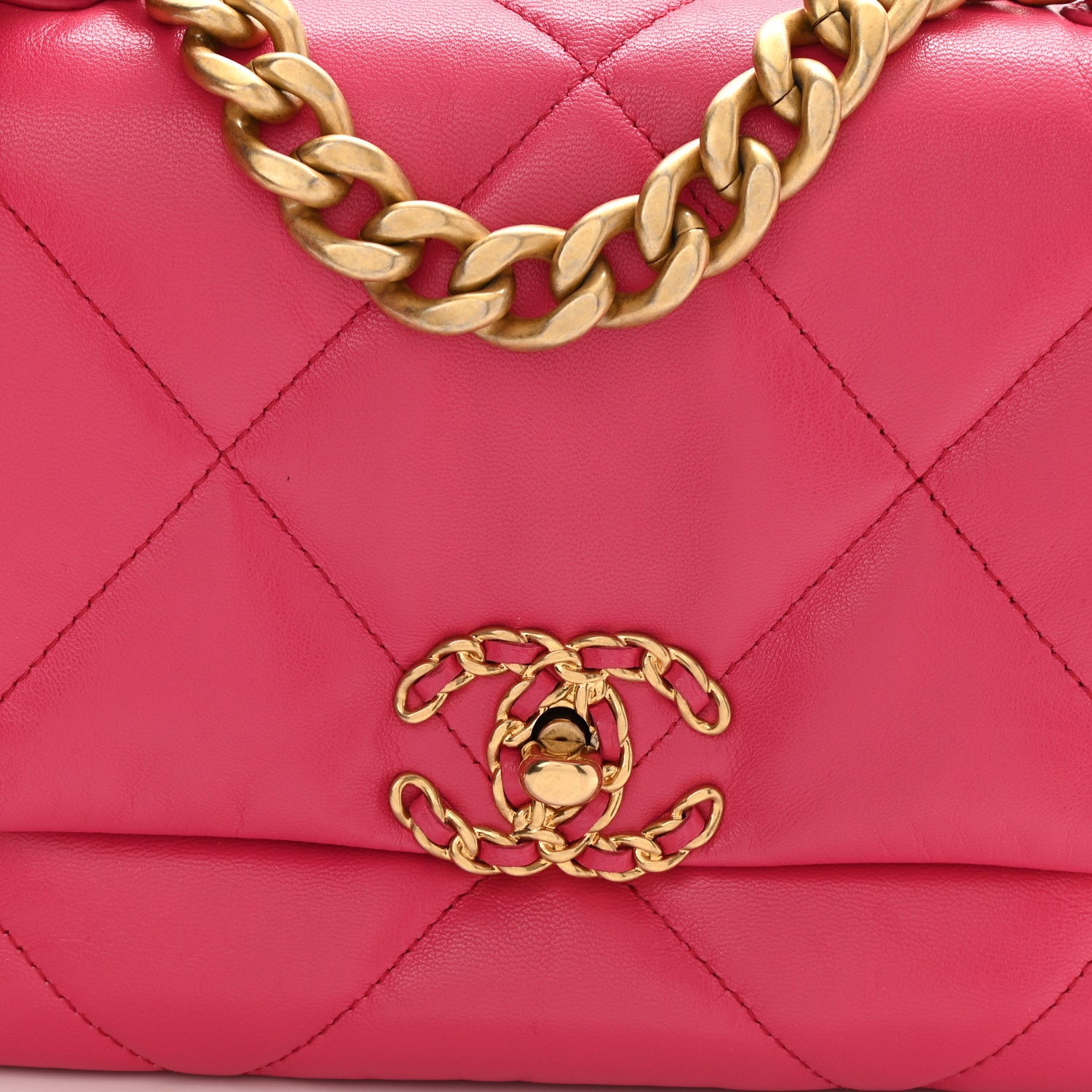 Chanel Lambskin Quilted Medium Chanel 19 Flap Dark Pink 7 of 11