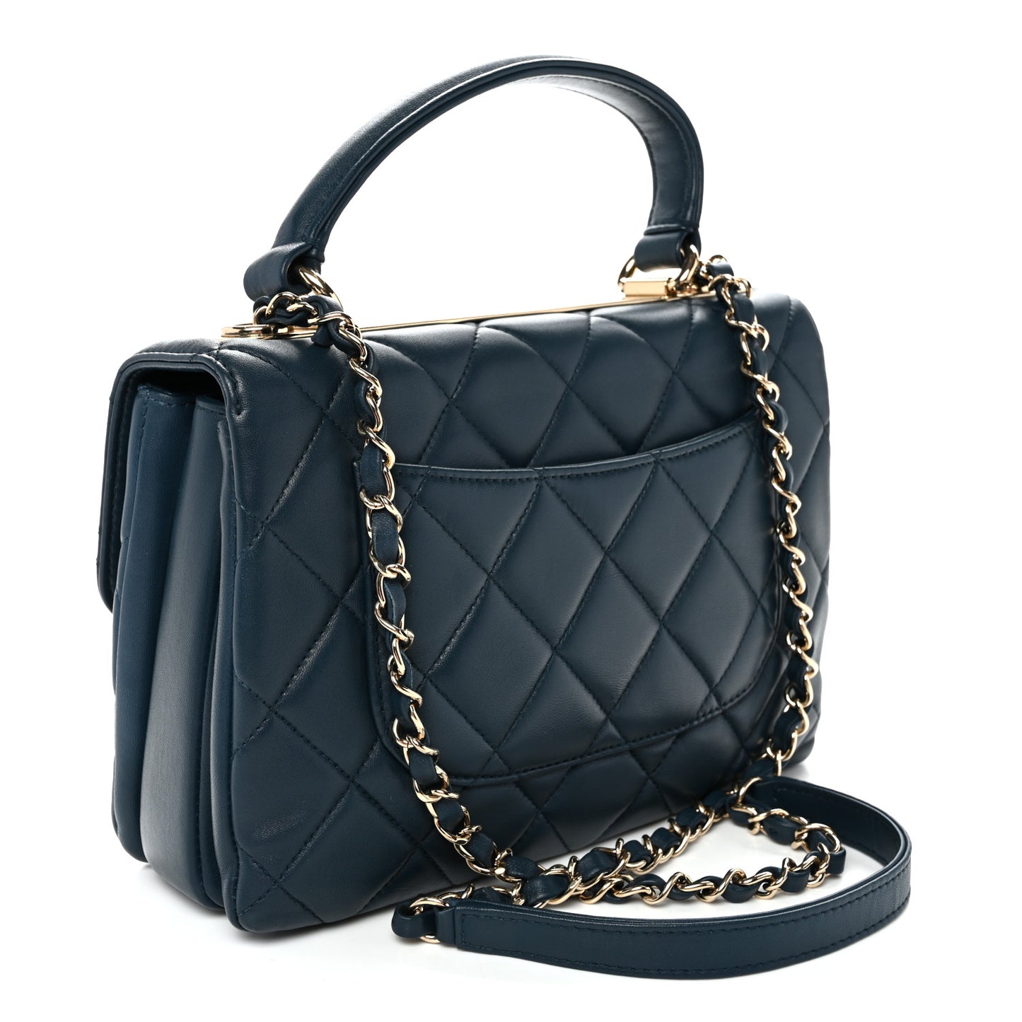 Lambskin Quilted Small Trendy CC Flap Dual Handle Bag Blue