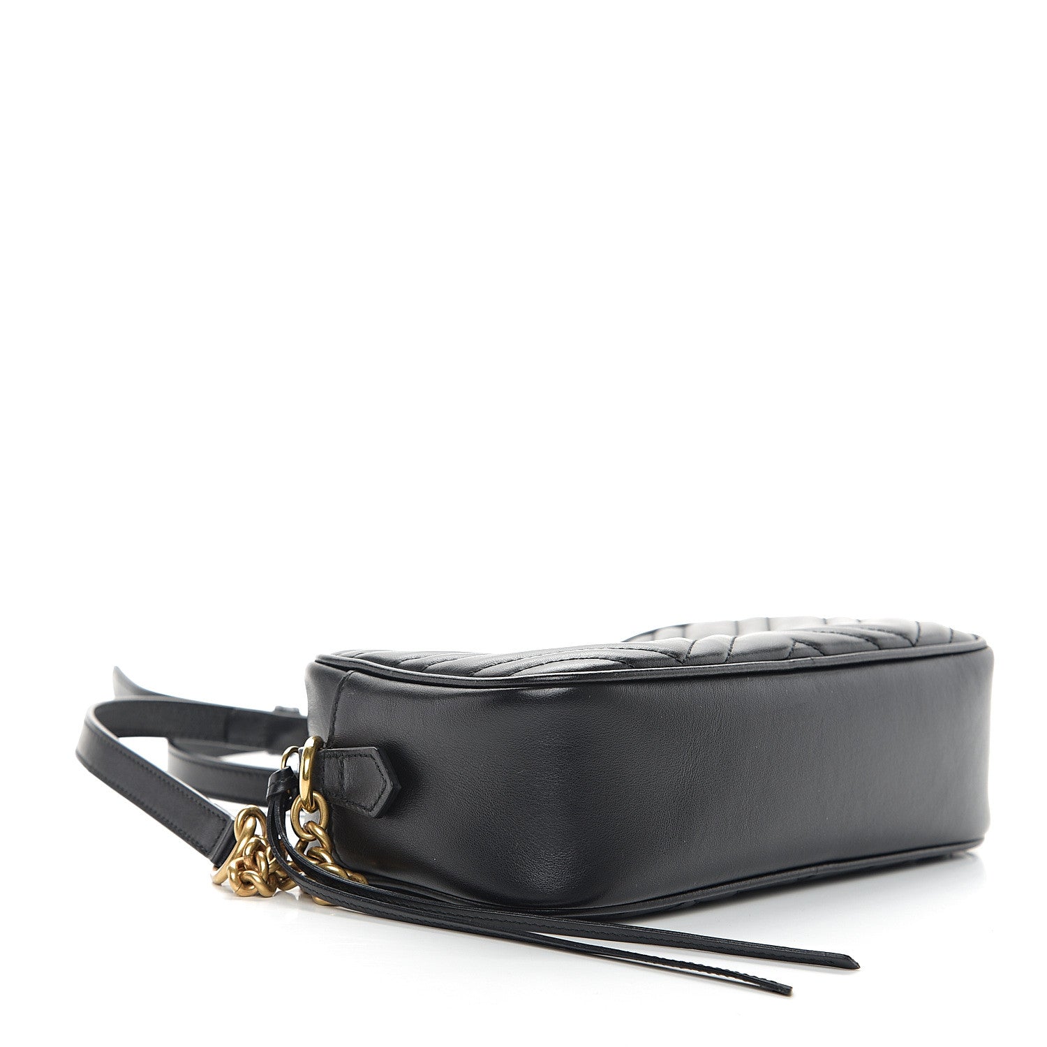 Gucci Calfskin Matelasse Small GG Marmont Chain Shoulder Bag Black 3 of 10