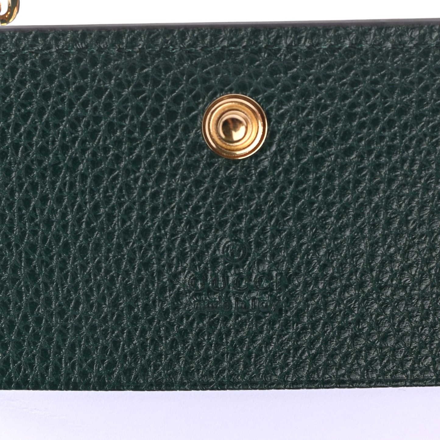 Grainy Calfskin Zumi Chain Card Case Wallet Vintage Green