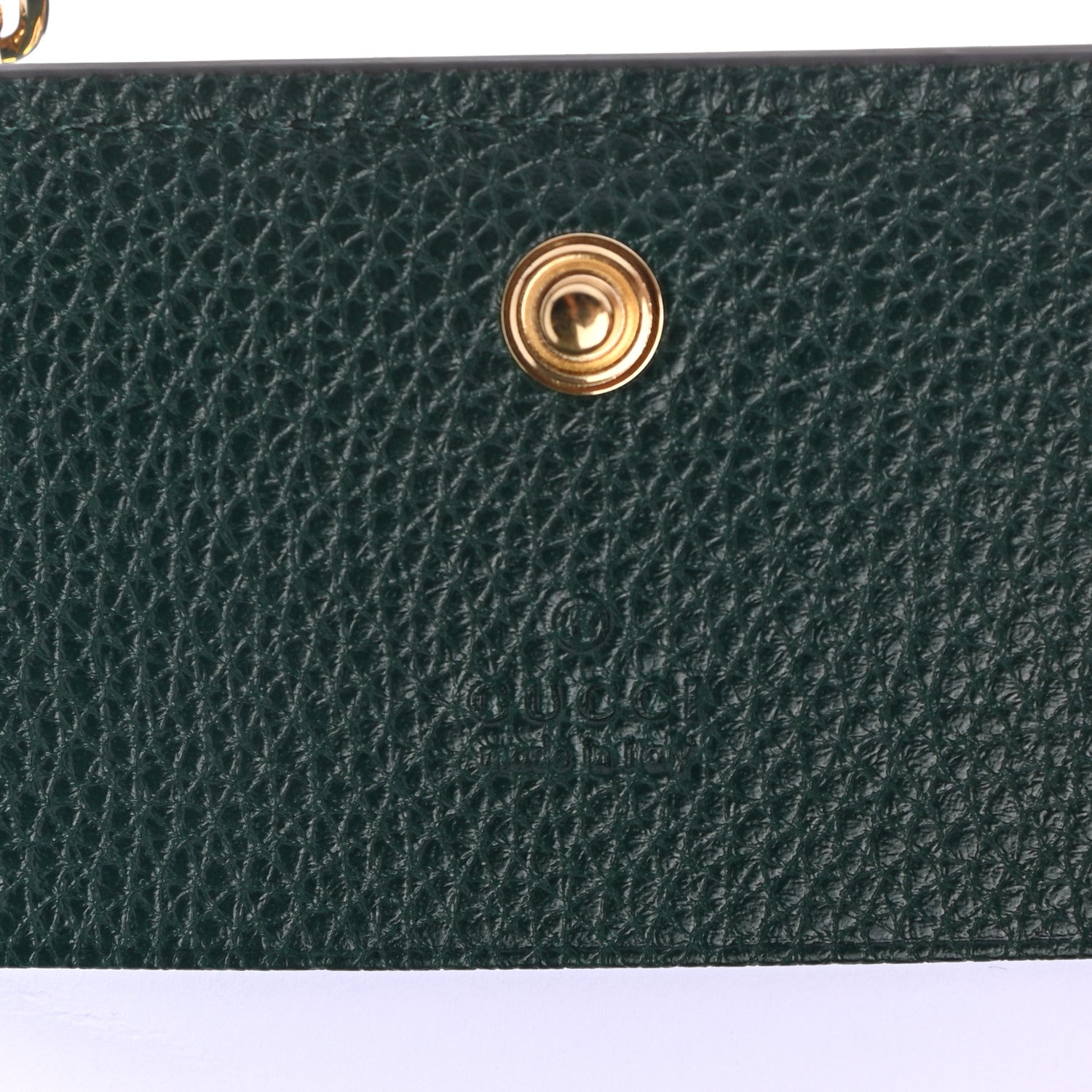 Gucci Grainy Calfskin Zumi Chain Card Case Wallet Vintage Green 6 of 7