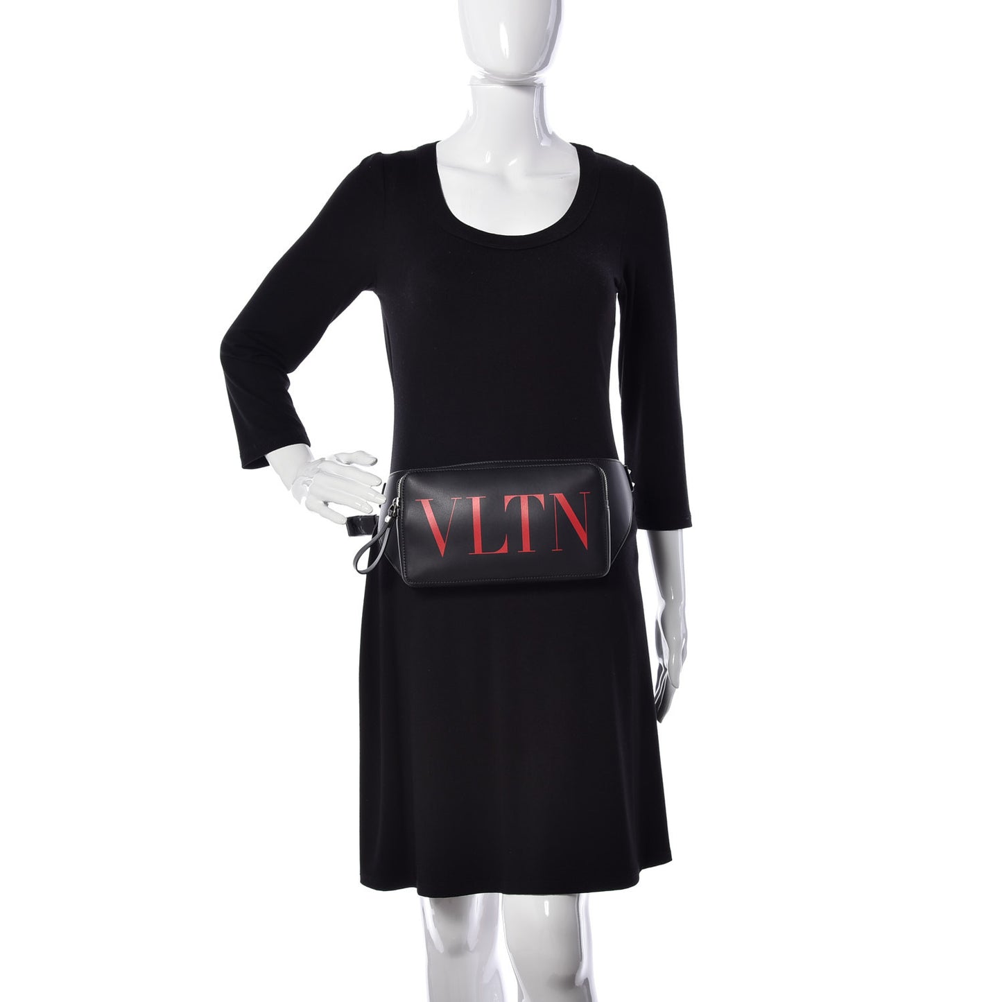 Calfskin VLTN Belt Bag Black Red