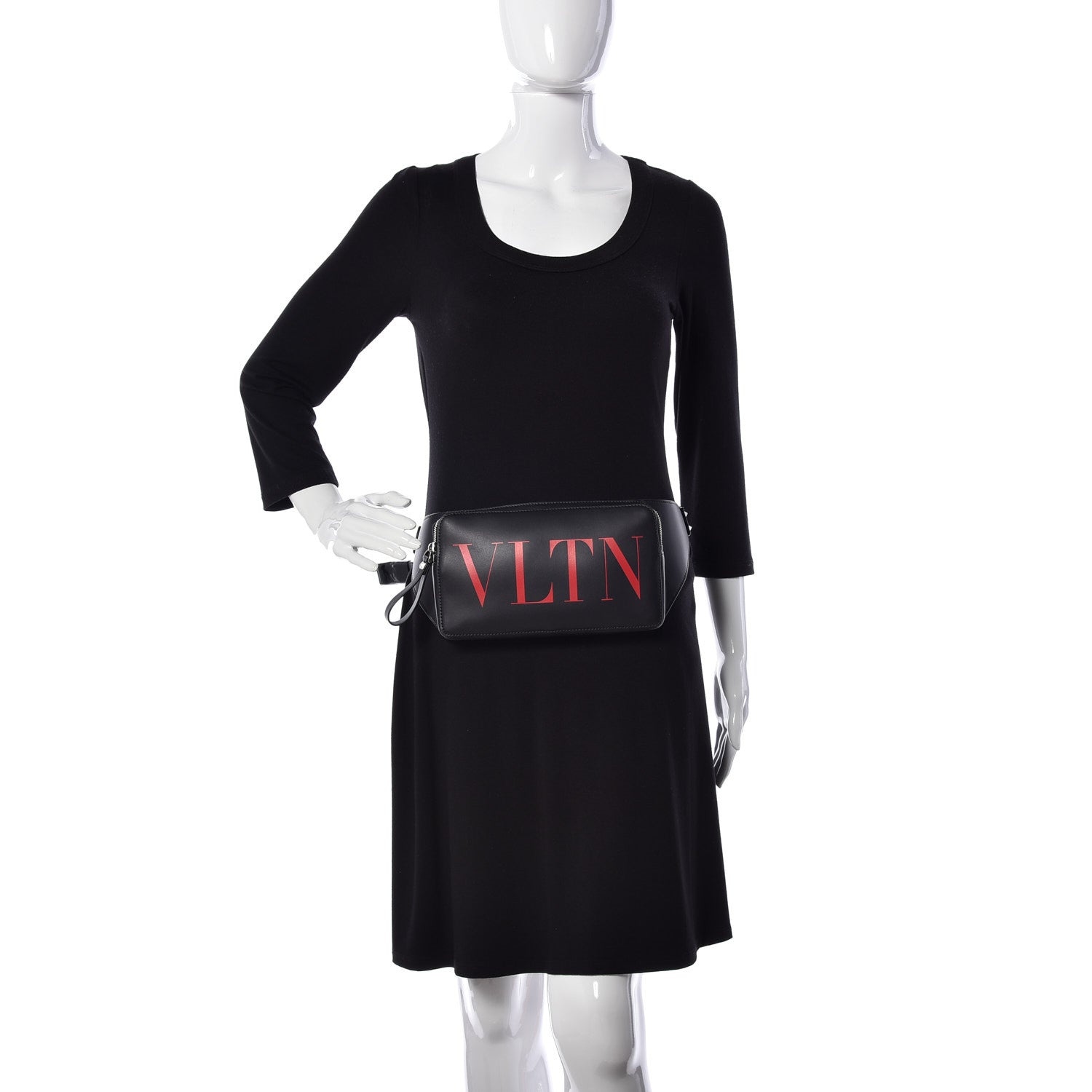 Valentino Garavani Calfskin VLTN Belt Bag Black Red 2 of 10
